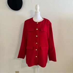 Marled red tweed blazer coat size L
